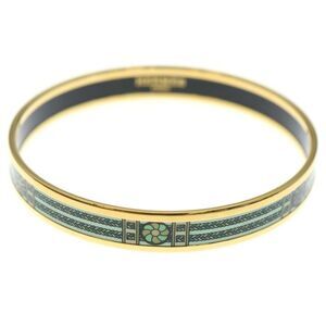 Hermes Enamel Bangle Bracelet Light Green X Gold GP